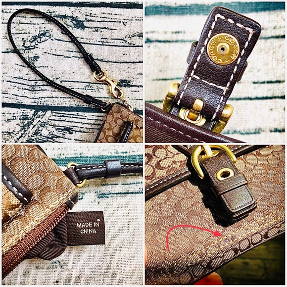 COACH⚡️Auth Brown Signature Flap Pocket Wristlet - Picture 8 of 10